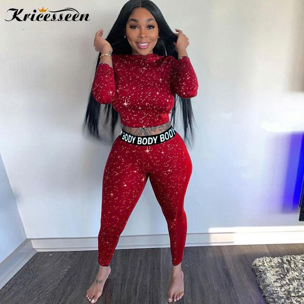 

kricesseen casual star print pant sets women matching set long sleeve and letter long pants suits 2 pieces tracksuit, Gray