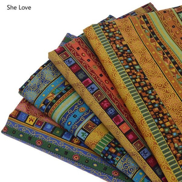 

she love african style cotton linen fabric vintage ethnic prints fabric diy handmade textile sewing patchwork materials1, Black;white