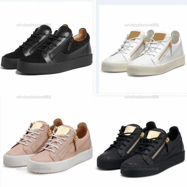 

2021 italy lusso casual shoes zipper mens and women low flat shoes genuine leather mens shoes sneakers trainers, Black;red