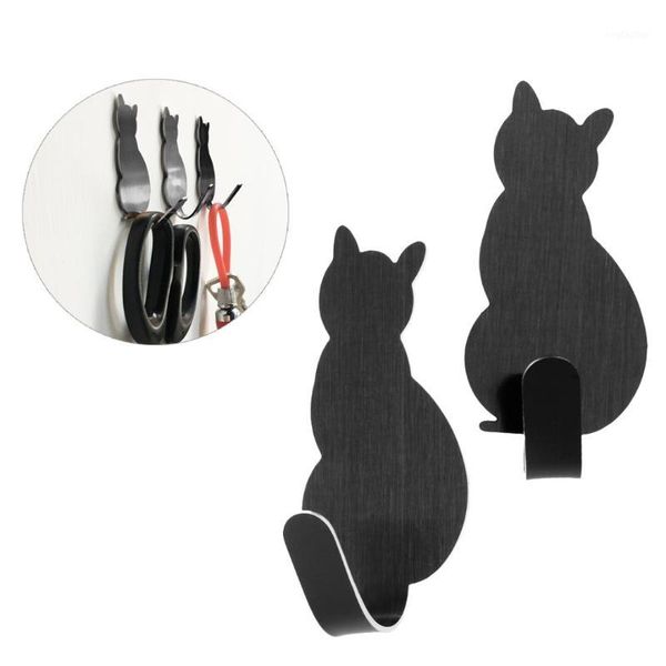 

hooks & rails 8pcs creative sticky cat shaped nail stainless steel adhesive towel coat wall mounted decoration adhesive1