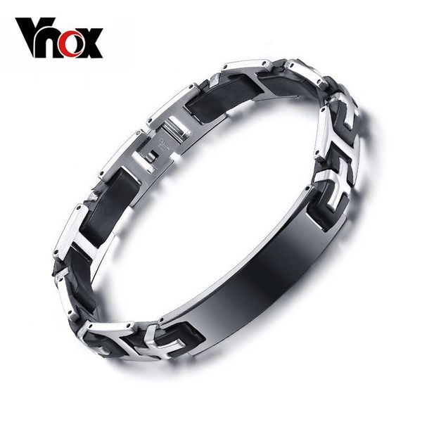 

vnox black id bracelets for men stainless steel bangles men jewelry arm pulseira br-143