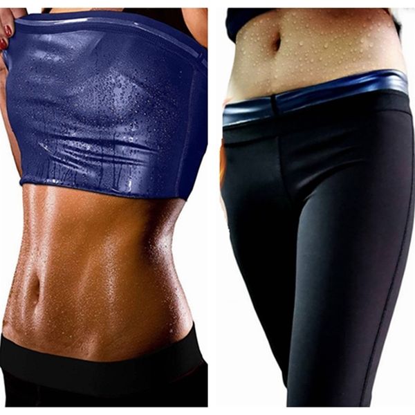 Sudore caldo gilet e pantaloni dimagranti tute da sauna body shaper donna vita trainer grasso bruciando pantaloni di controllo di perdita di peso 201222