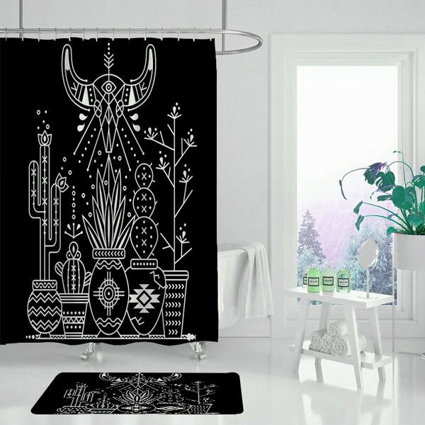 

polyester shower curtain divination eye bathroom curtain set non-slip mat carpet