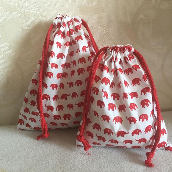 

yile хлопок twill cosmetic pouch drawstring multi counce bag party party bag print lucky stelephant red или white base n630f h wmthxj