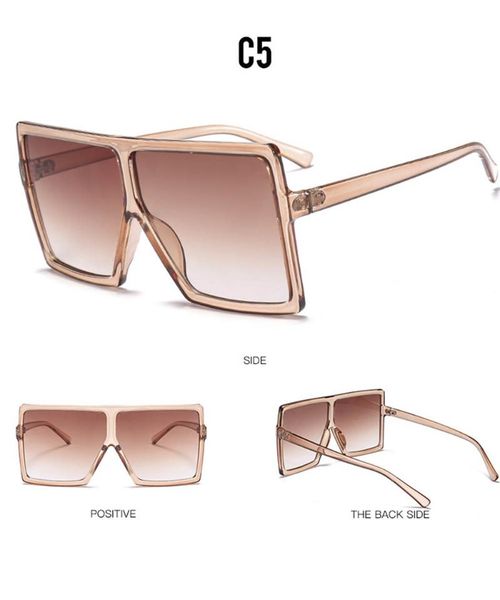 

big frame gradient shades oversized sunglasses square brand designer vintage women fashion sun glasses uv400, White;black