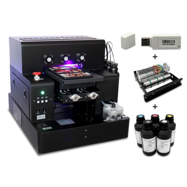 

printers full automatic a4 uv printer with bottle holder cylindrical and flatbed for phone case,acrylic,metal printing machine