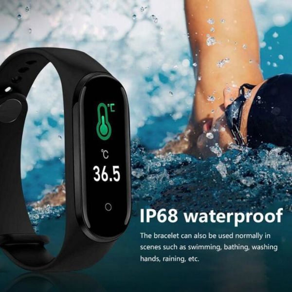 

m5 pro body temperature bluetooth smart watch blood pressure fitness bracelet heart rate monitor band 4 smartband for android phone pk m4pro