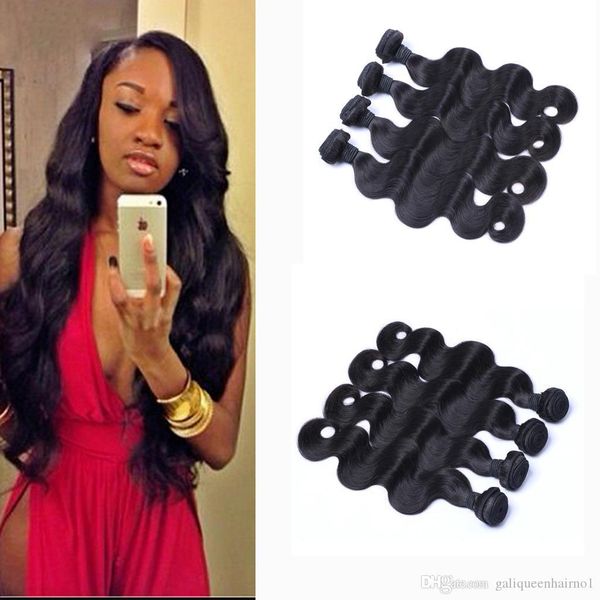 

peruvian human remy virgin hair body wave hair weaves hair extensions natural color 100g bundle double wefts 4bundles lot, Black