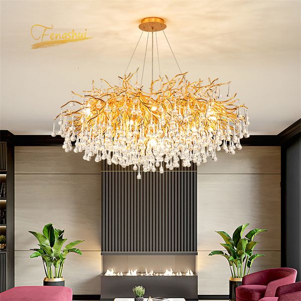 

led gold luxury crystal lighting kitchen dining living room modern chandeliers bedroom hanging lamp lustre yb50