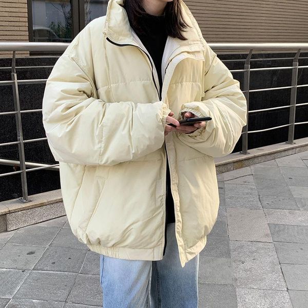 

winter jacket men's parka warm fashion casual stand collar coat men wild loose korean couple clothes thicken short coat m, Black