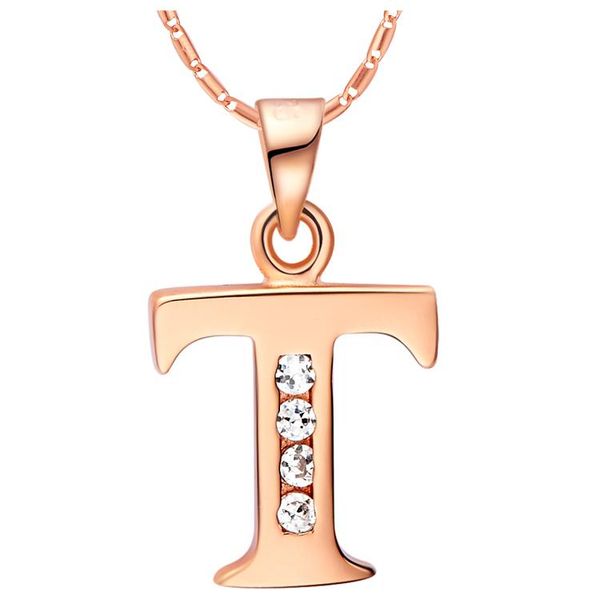 

pendant necklaces nice rose g plated letter t-z necklace with crystal beautiful jewelry, Silver