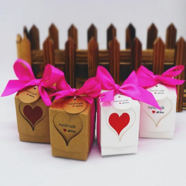 

мода ручной работы сердца natural kraft gift box cute thank you сердца ярлык с конфеты венчания подарка дисплея упаковочная коробка 10шт wmt