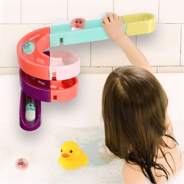 

diy baby bath toys water and sprinkler assembled slide toy race track bathtub kids water games toy for children toys toddler 201216