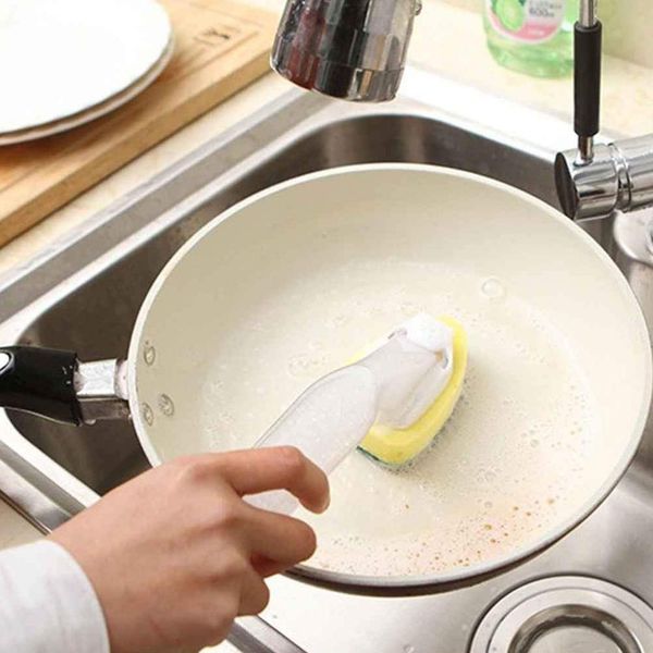 

dish cleaning brush with soap dispenser handle cleaning sponge washing up brushes kitchen tools dish cleaning h jlltdy
