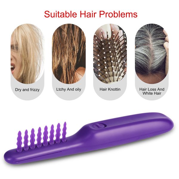 

promotion good quality comb anti-knitting combing comb electric detangling brush multi-function dry wet two hair comb, Silver