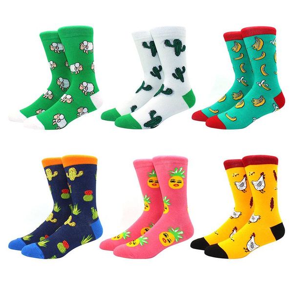 

6 pairs men socks cotton casual personality design funny hip hop streetwear happy socks for men woman big size socks 300 colors wmtvrc, Black