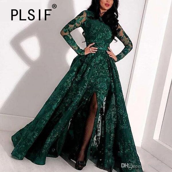 

green o neck embroidery sequin dress fit and flare elegant party evening long maxi dress, Black;gray