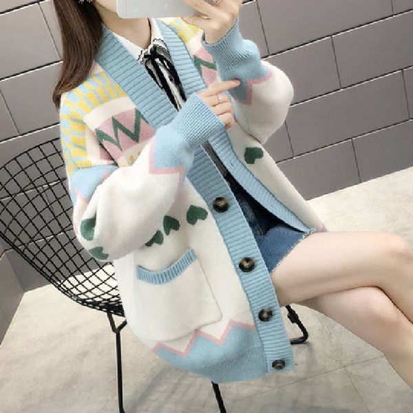 

spring and autumn winter pregnant women's sweater loose cardigan knitwear wear casual large size pregnancy mid long fashion, White