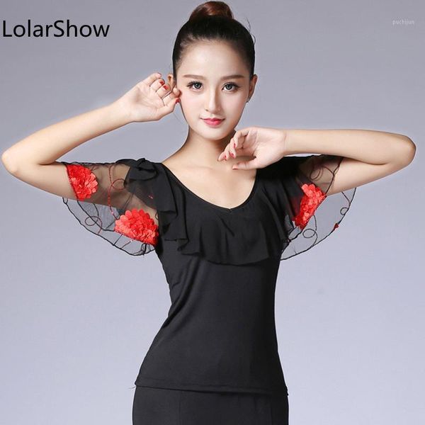

women girls flamenco dance latin ballroom tango practice wear dance 1, Black;red