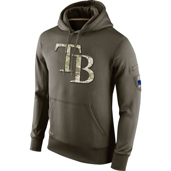 

tampa bay rays men sweatshirt olive salute to service ko performance baseball hoodie, Black