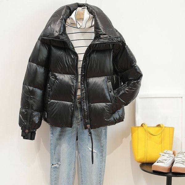 

new nova 2021 qualidade de inverno das mulheres 90% pato branco jaqueta fmea quente curto para parkas fino 8j5m, Black