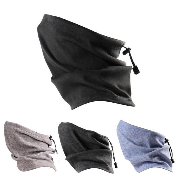 

winter cycling hiking dustproof warm drawstring neck scarf face cover, Black