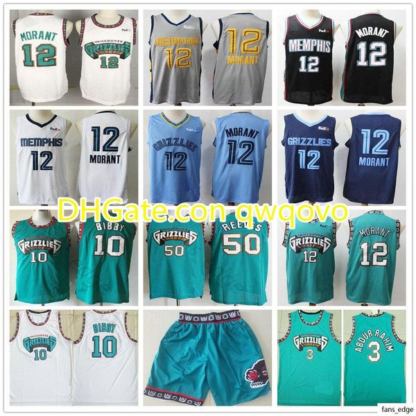 

#13;quality mens mike 10 bibby jersey 50 reeves shareef 3 abdur-rahim vancouver #12 ja morant basketball jerseys, Black;red