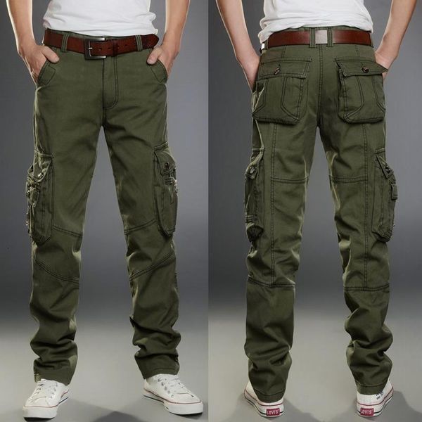 

2020 brand mens military cargo pants multi pockets baggy men pants casual trousers overalls army pants cargo high quality, Black