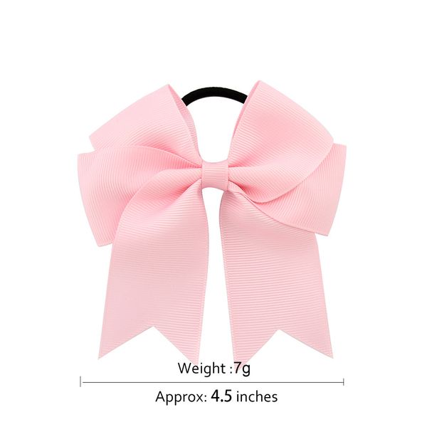 

4.5''  color grosgrain ribbon bow with elastic hair band cheerleading hair bow ponytail hair holder for girls/ women 637 0np3, Slivery;white