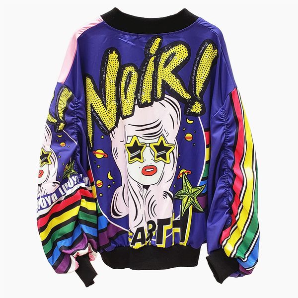 

new fashion printing jacket women loose baseball uniform female bomber jacket long sleeve casual basic coat women's jackets girl 201023, Black;brown