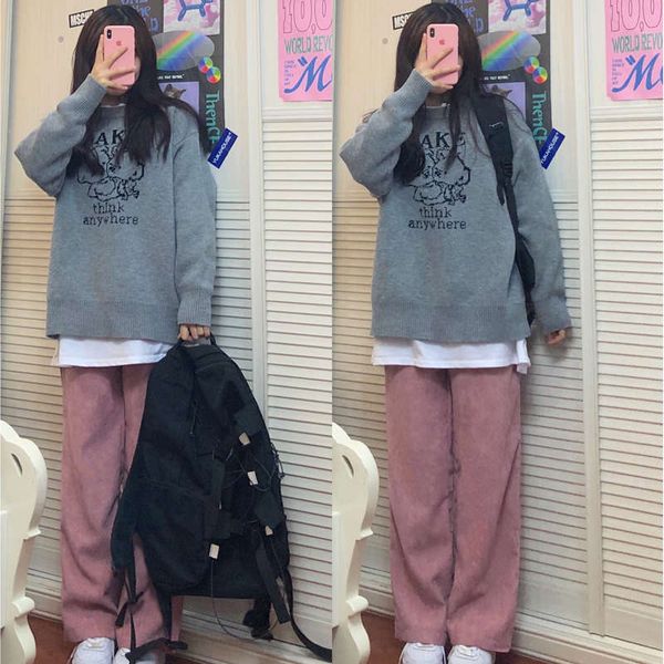 

women's autumn and winter 2020 new style small man with two pieces of wide leg pants, Black