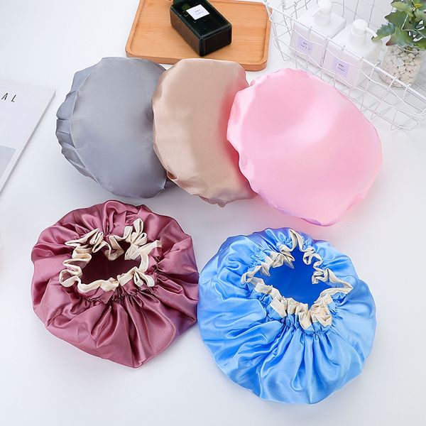 

shower cap women bath hat hair reusable elastic salon luxury cover waterproof