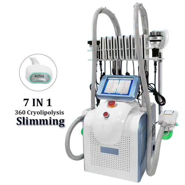 

2021 new 5 in 1 360Â° cooling 3 handles cryo lipolysis 3 cryo handles+40k+rf+facial rf+ 6 pads lase cavitation