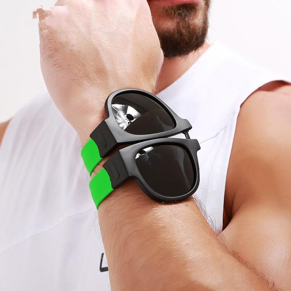 

sunglasses cool foldable women men 2021 uv400 rectangle slap beach glasses moda masculino, White;black