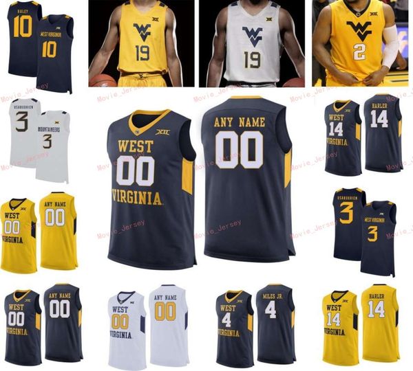 

stitched custom 4 miles mcbride 5 mccabe 50 sagaba konate 44 west wvu west virginia mountaineers men women youth jersey, Black