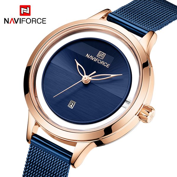 

naviforce womens watches ladies business casual quartz wristwatch waterproof stainless steel luxury clock girls relogio feminino 201114, Slivery;brown