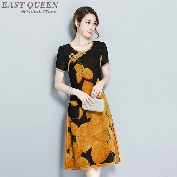 

middle age cheongsam dress midi elegant chinese dresses summer 2019 older women modern qipao aodai dress vietnam clothing ta17381, Red