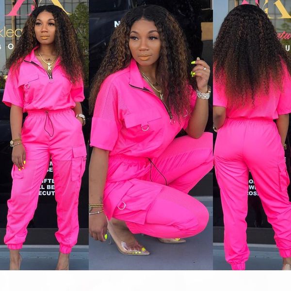 

women 2 piece set pullover lapel neck 1 2 sleeve zipper t-shirt bodycon leggings pants panelled sheer grenadine summer clothes plus size 396, Gray
