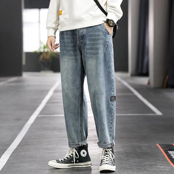 

hip hop design brand jeans for men's straight 2021 spring fashion punk skateboard moto bike vintage jean plus oversize, Blue
