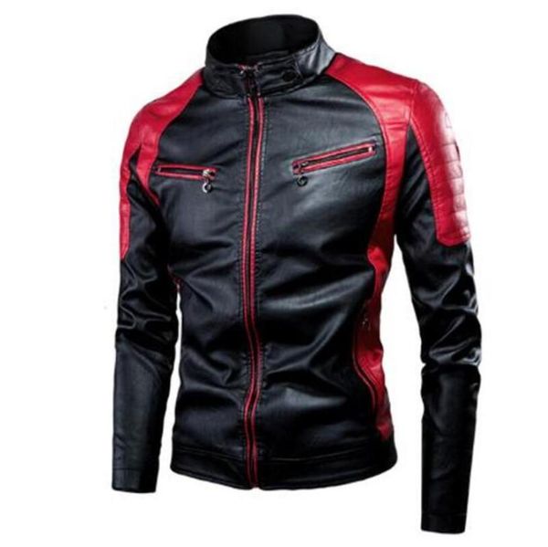 

men's fur & faux men 2021 spring casual motor spliced fleece leather jacket autumn fashion biker vintage warm coat, Black