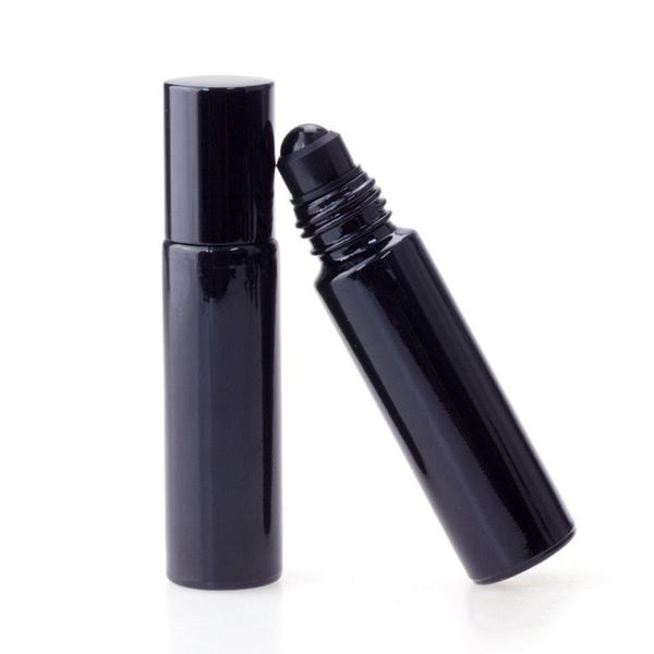 

factory price 10ml 1 3oz black fragrances roll on glass bottle essential oil with metal roller ball