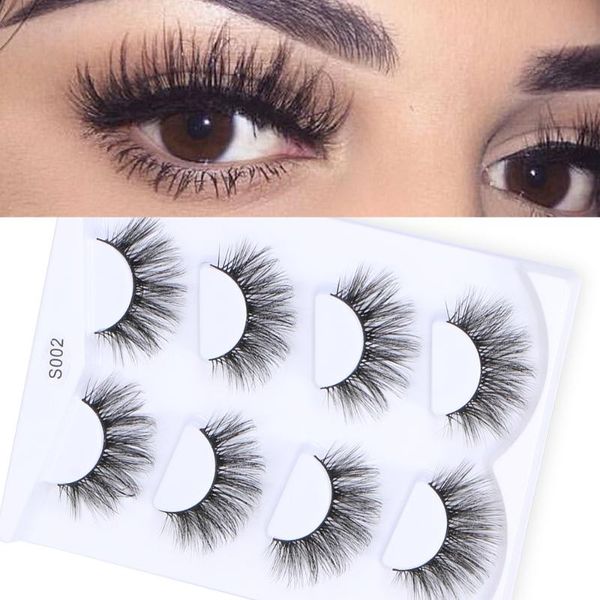 

false eyelashes 4 pairs 10mm-25mm 3d fluffy faux mink fake lashes short messy wispy natural handmade eye extension makeup tool
