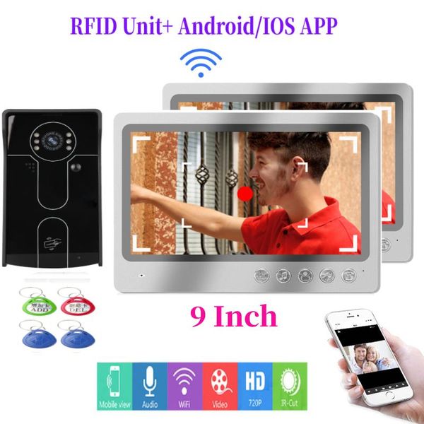 

video door phones app remote/rfid unlock ip apartment intercom rfid ir-cut camera wired wifi smart home family phone system