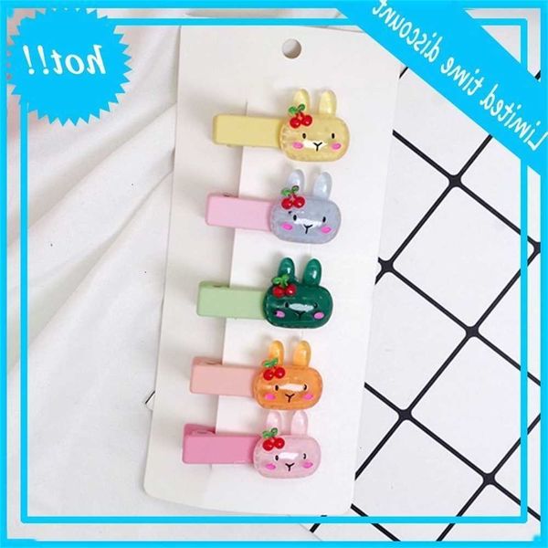 

5pcs girls clear cartoon clips nice fruit animal matte candy color hair pins a69c