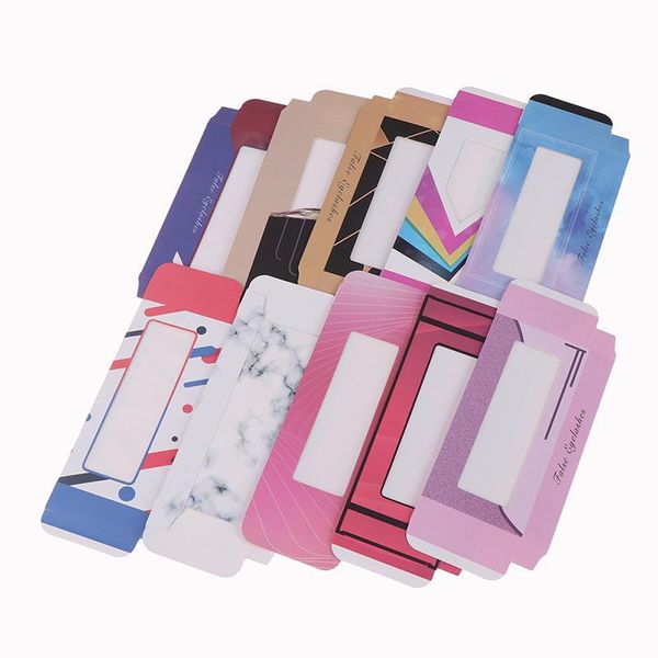 

false eyelashes 10pcs holographic lashes box soft paper packaging for