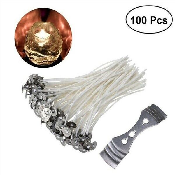 

100pcs 15cm pre waxed candlewicks for candle making + 1pc 3-hole holder bracket 100 jlltvc