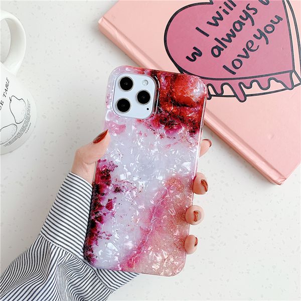 Caso de telefone do padrão de concha de mármore de moda para iPhone 12 pro max capa capa para iphone 11 pro max xr 8 plus proteger shell