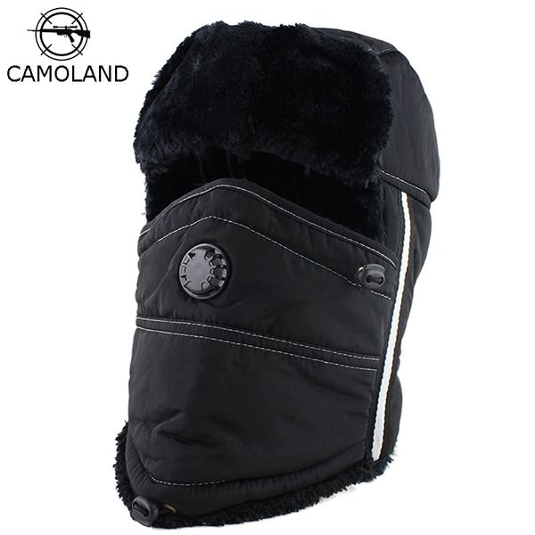 Chapéu de soldado do caçador de inverno Homens homens-bombardeiros de bombardeiro com lenço anti-Haze Máscara russa Ushanka Earflap Snow Ski Balaclava Y200110