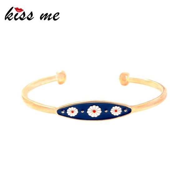 

kissme korean ins style unique enamel daisy bangle for women gifts gold color alloy 2021 fashion jewelry wholesale, Black