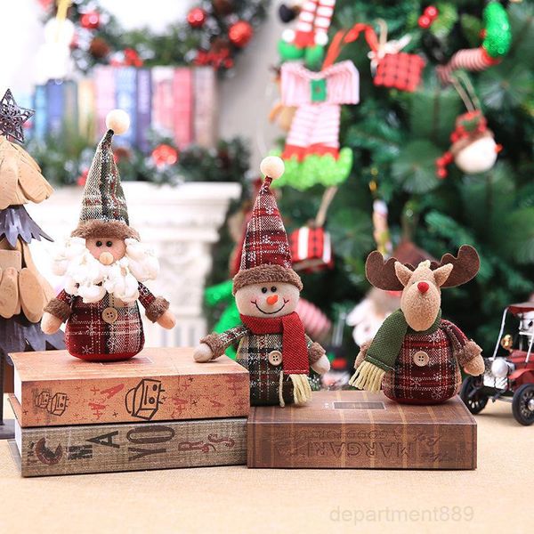 

a-ornament cartoon children snowflake plaid cloth christmas tree decoration doll pendant china wholesale owf2380